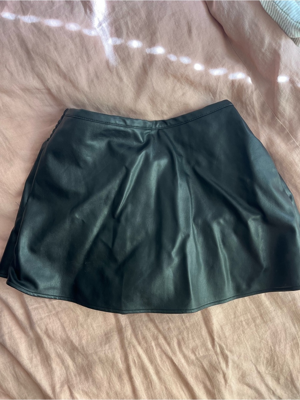 Free People Faux Leather A-Line Mini Skirt - Black